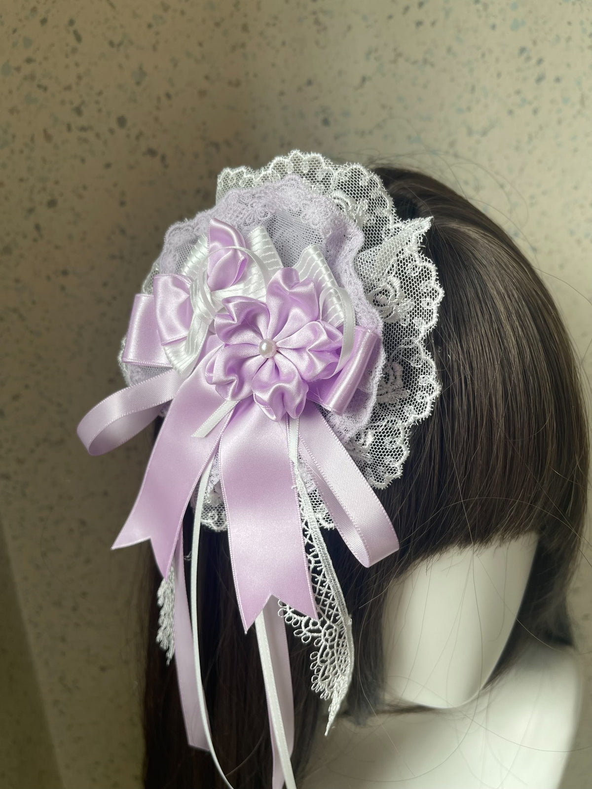 Lolita Lavender Lace Bow Side Hair Clip