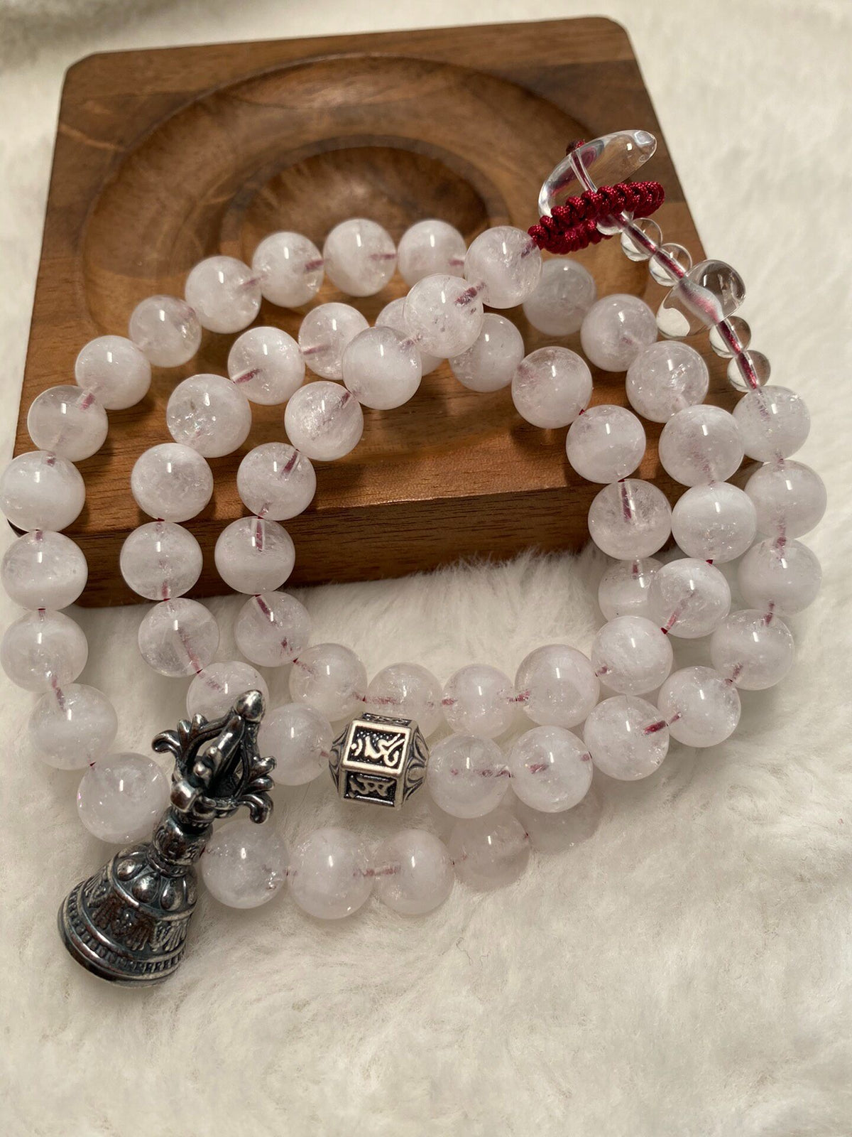 Triple Wrap White Phantom Quartz Bracelet