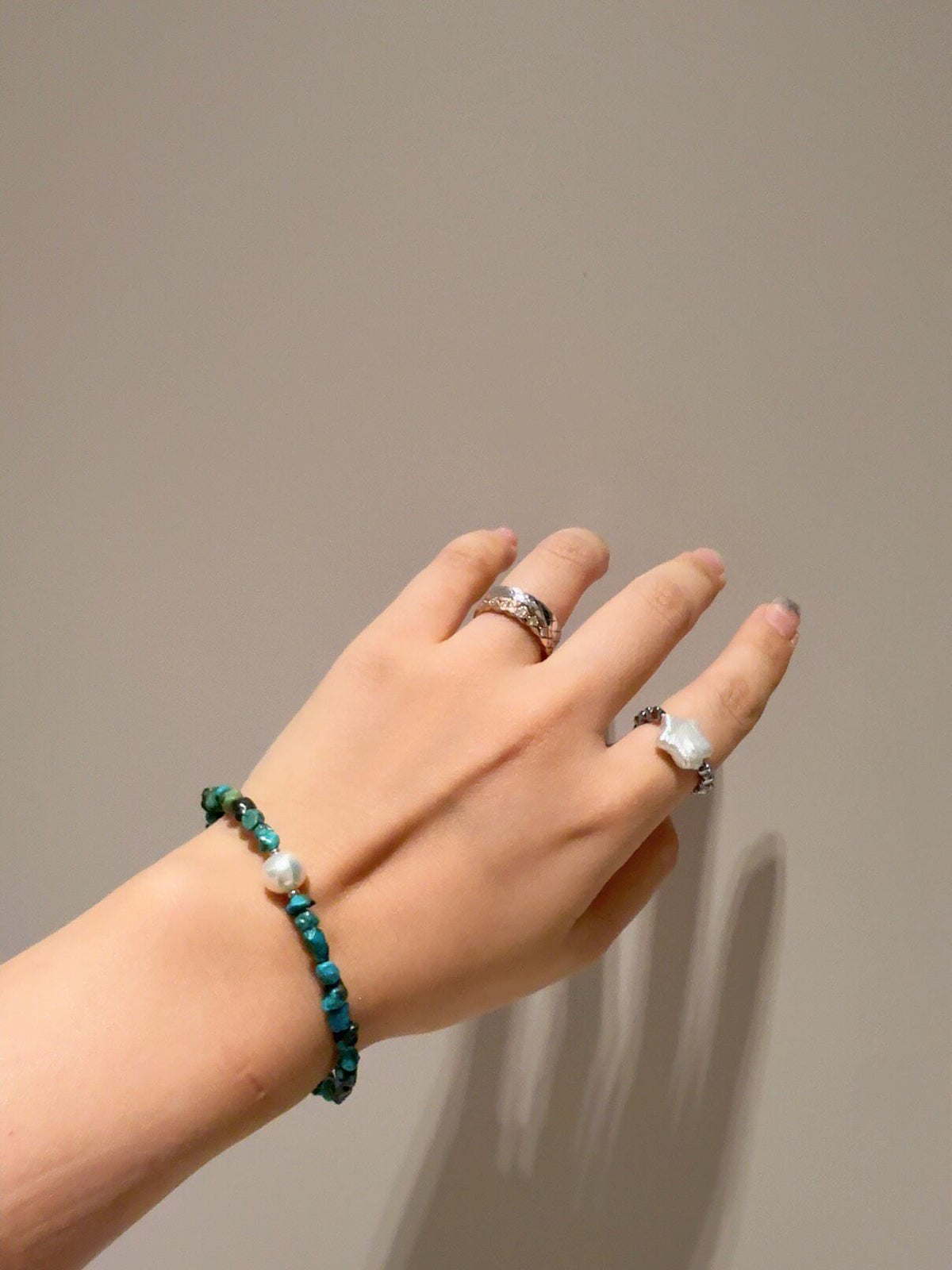 Turquoise Pearl Handmade Bracelet 18cm