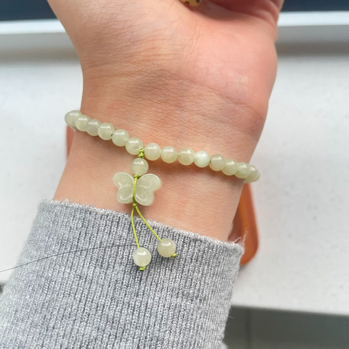 Amber Bear Hetian Jade Beaded Bracelet