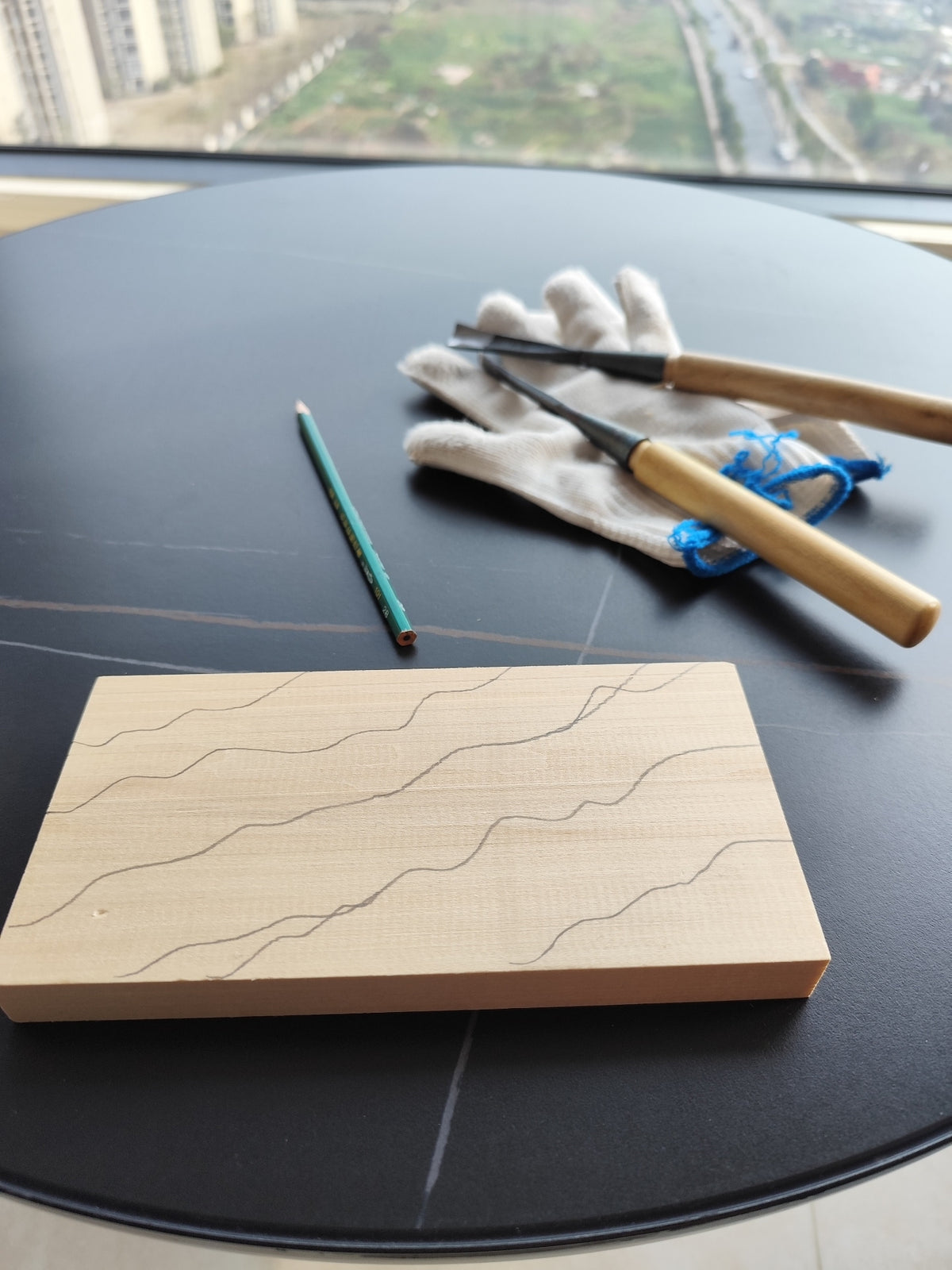 Handcrafted Linden Wood Wave Sculpture 20x10cm
