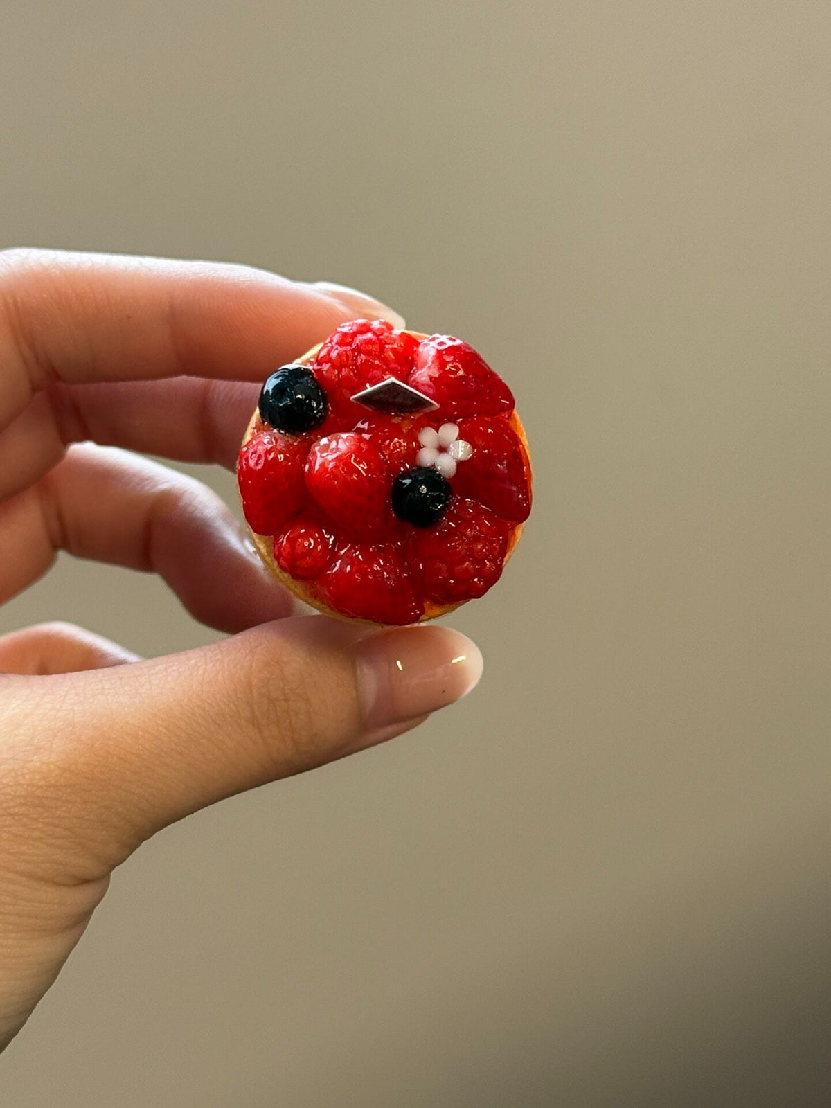 Clay Berry Cake Miniature Pendant