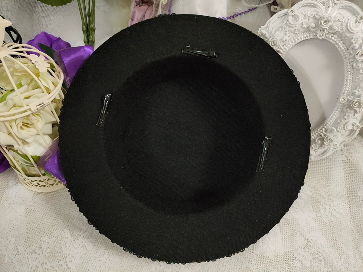 Cappello in pizzo Lolita nero e viola