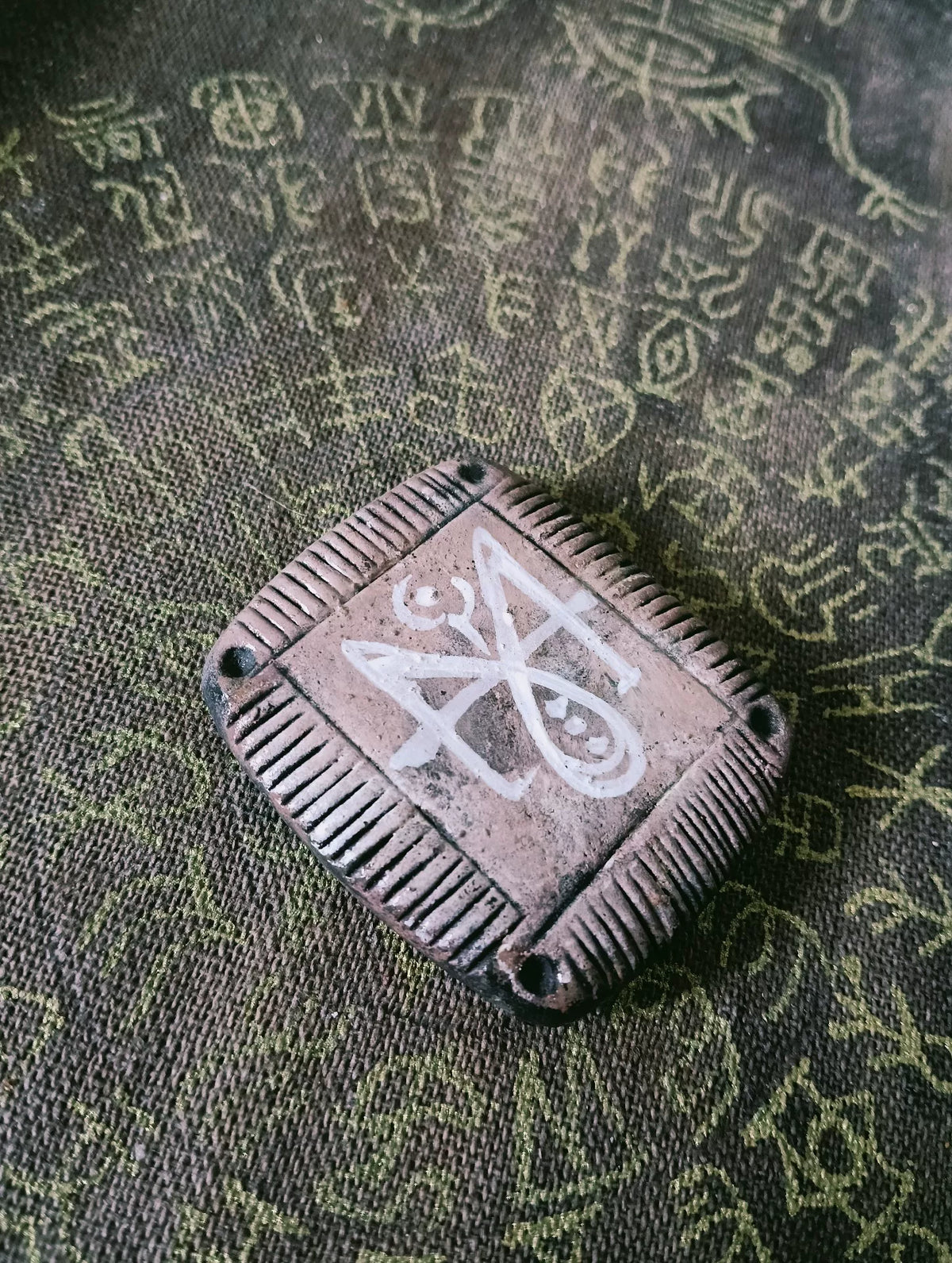 Hand Painted Ancient Totem Pendant Mixed Materials