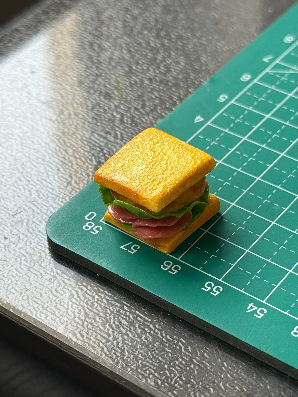 Miniature Clay Ham Egg Sandwich Charm