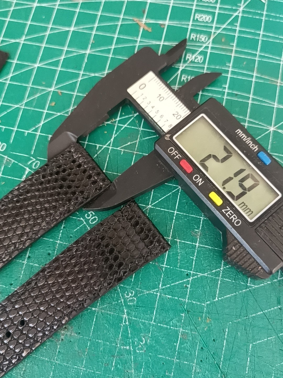 Handmade Black Lizard Leather Watch Strap 22mm