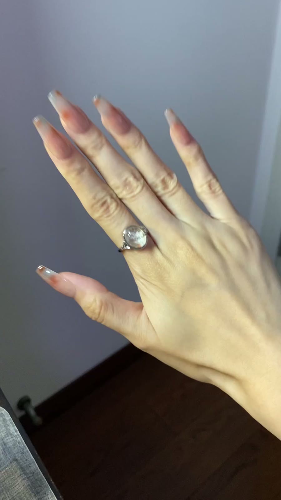 Natural White Phantom Quartz Ring