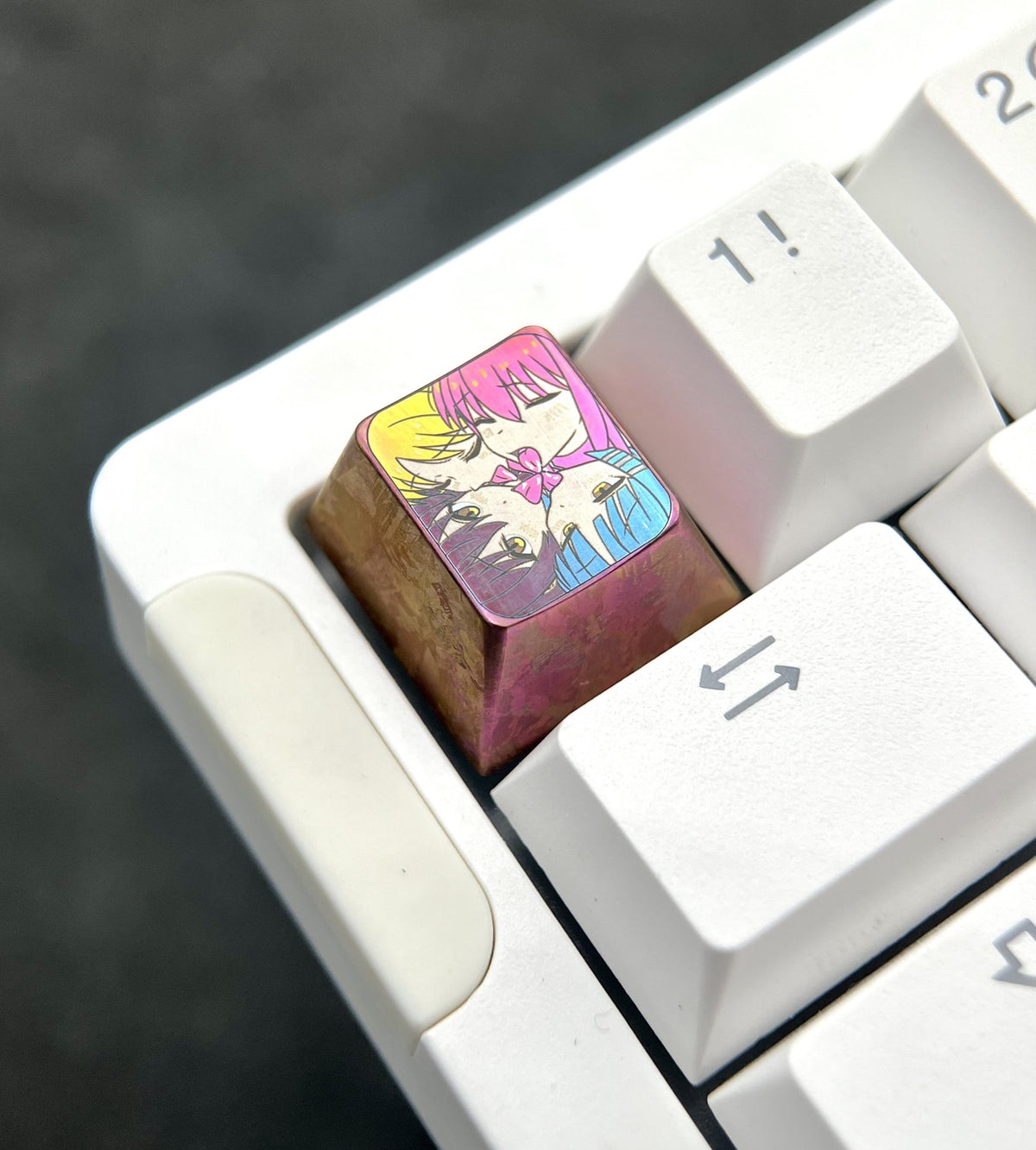 Titanium Alloy Anime Keycap with Iridescent Finish