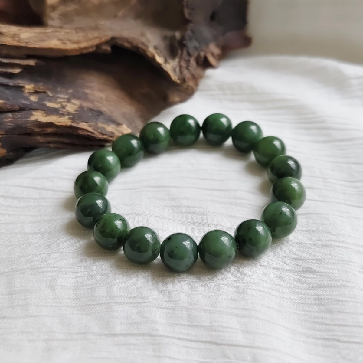 Pulsera de jade verde natural Hetian 11,8mm