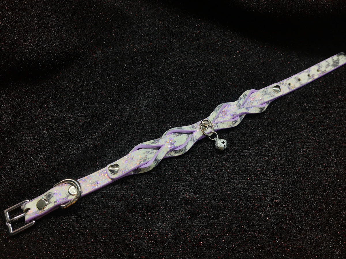 Iridescent Snakeskin Braided Pet Collar Lavender