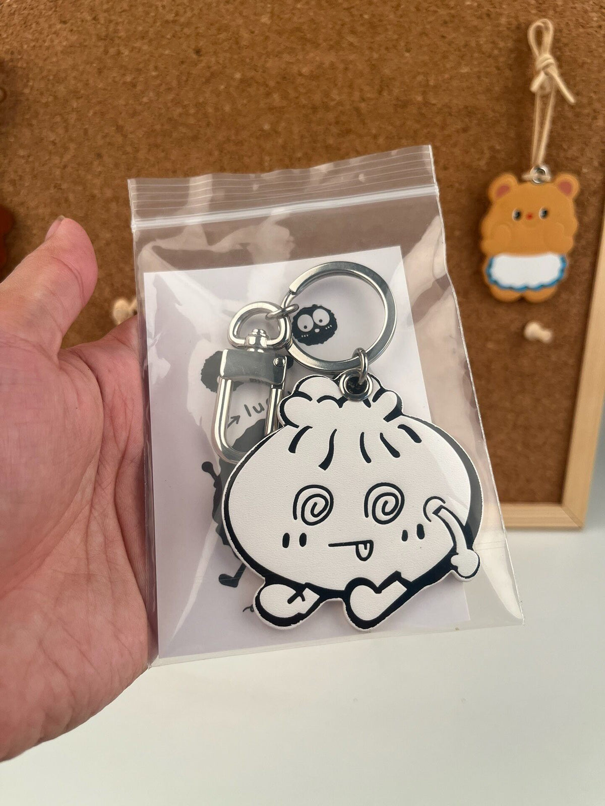 Steamed Bun Leather Keychain with Lobster Clasp