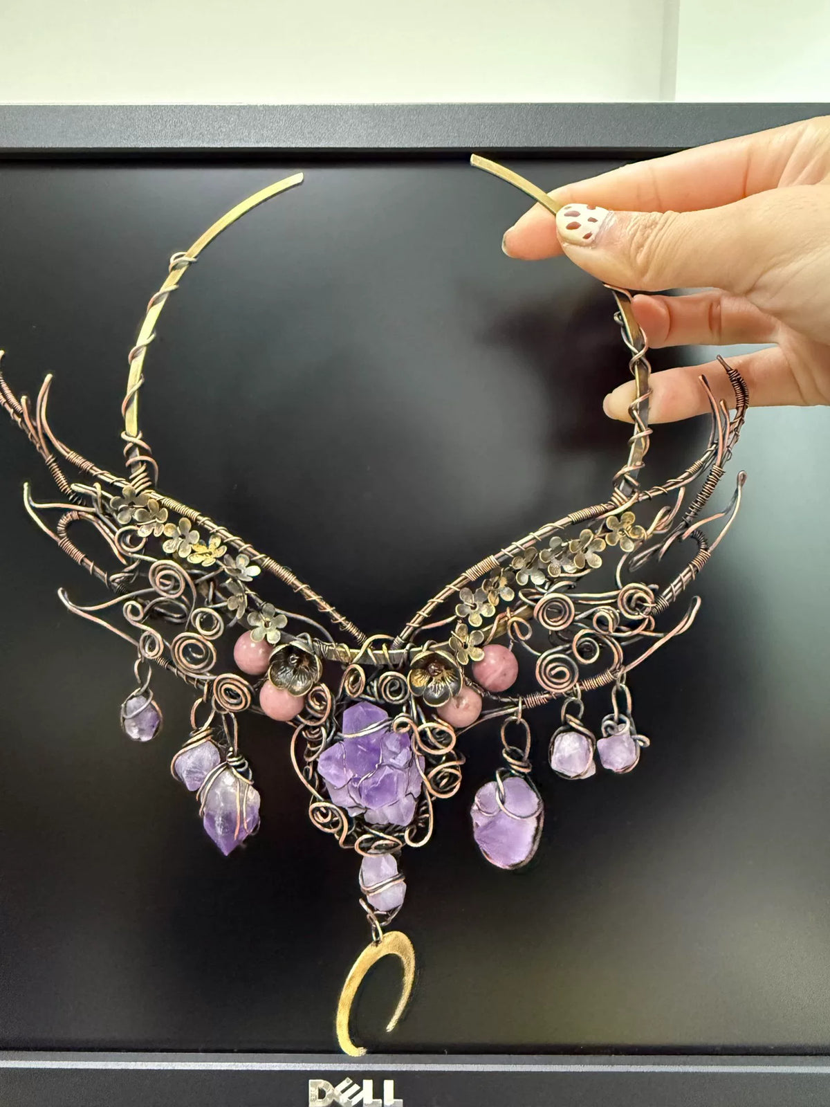 Handgemaakte Koperen Draad Amethist Tribale Halsband