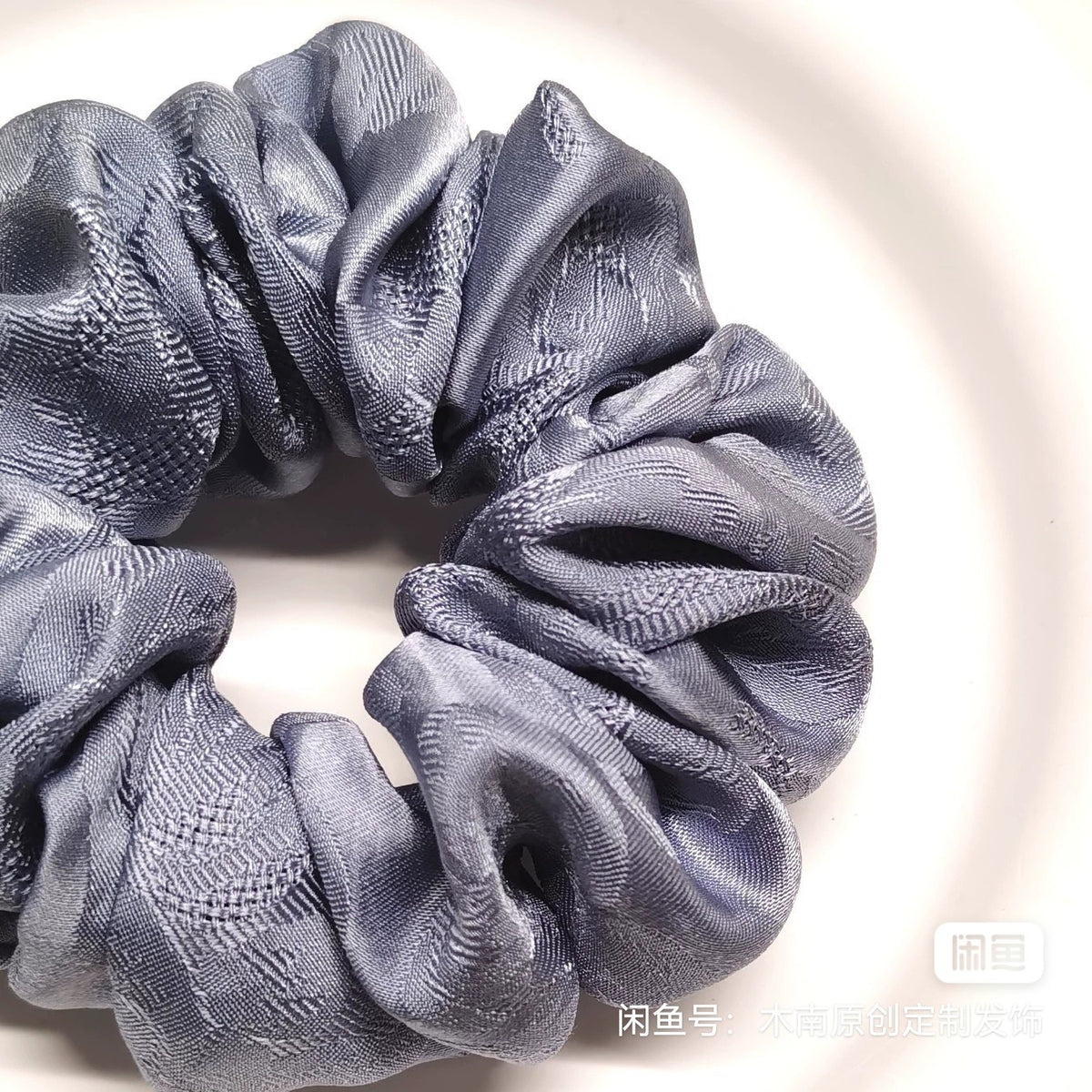 Morandi Blue Silk Caterpillar Hair Clip