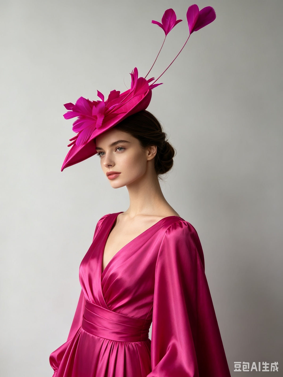 Magenta Feathered Fascinator Hat for Formal Events