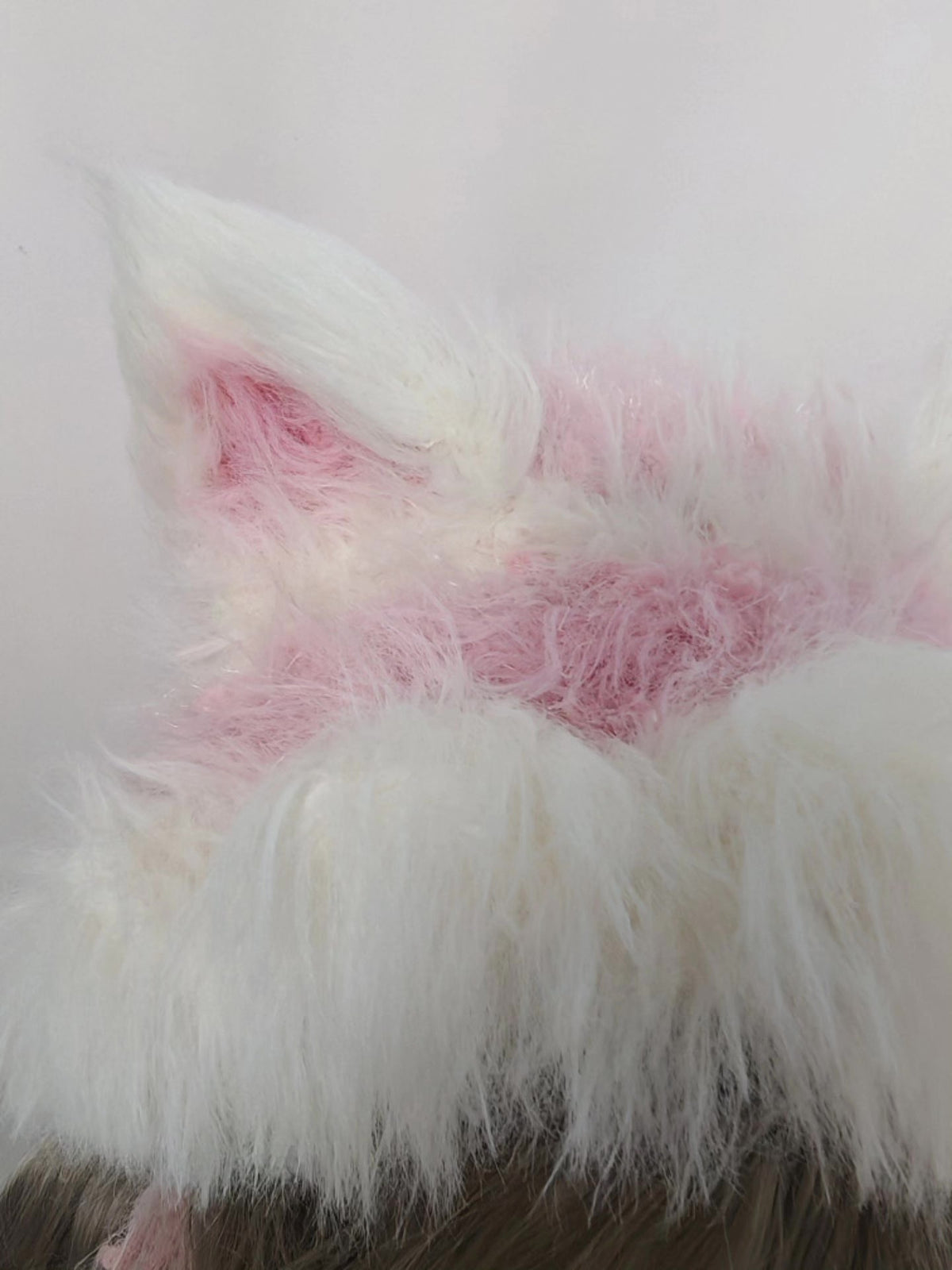 White Plush Cat Ear Headband with Tails