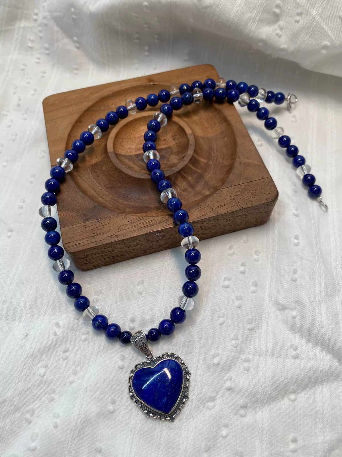 Collier pendentif cœur lapis-lazuli argent S925