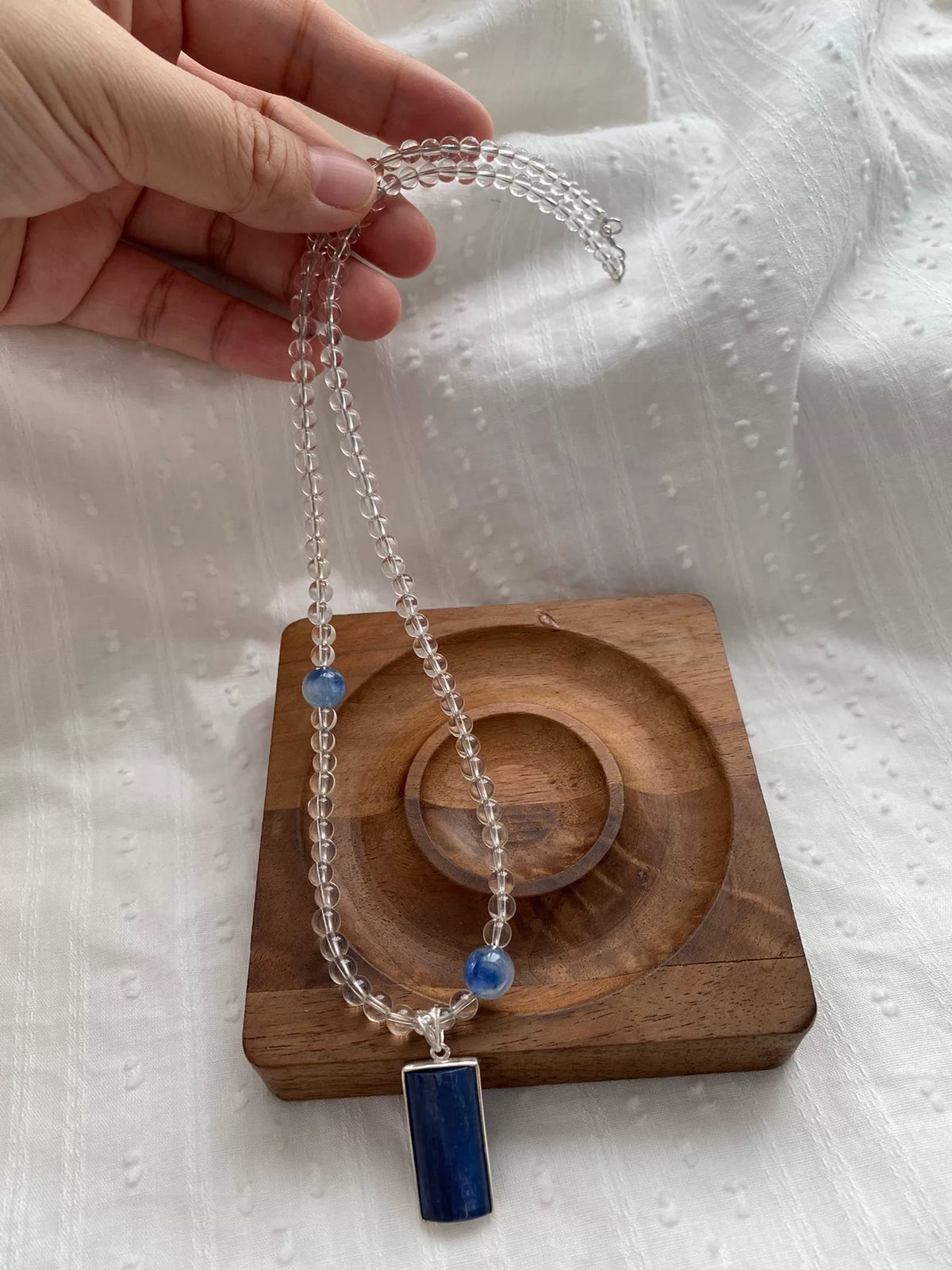 Collana Cianite e Cristallo Bianco Argento S925