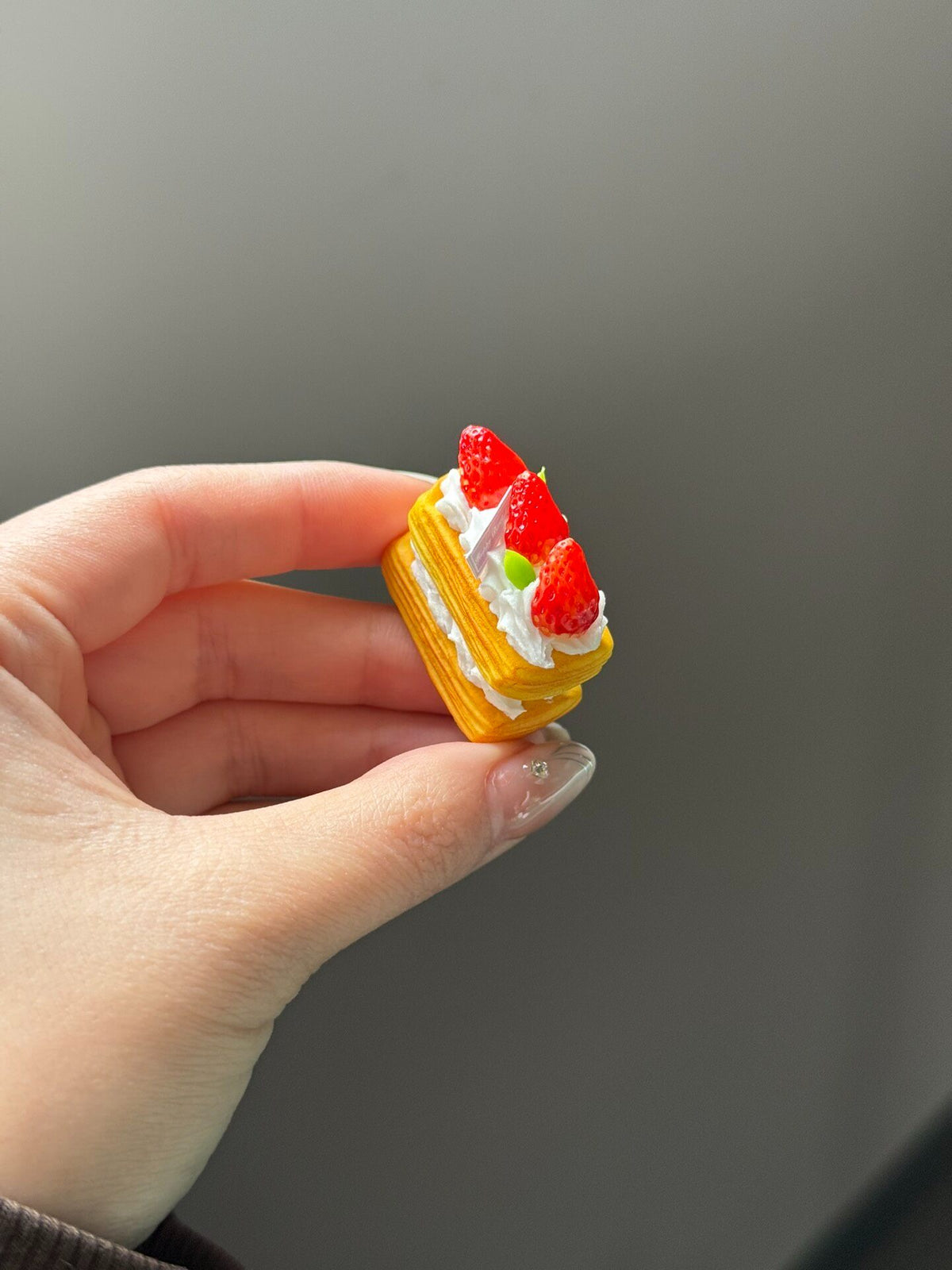 Miniature Strawberry Pastry Charm Accessory