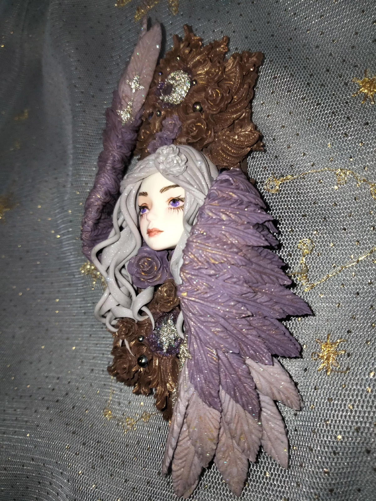 Clay Doll Head Fridge Magnet with Wings