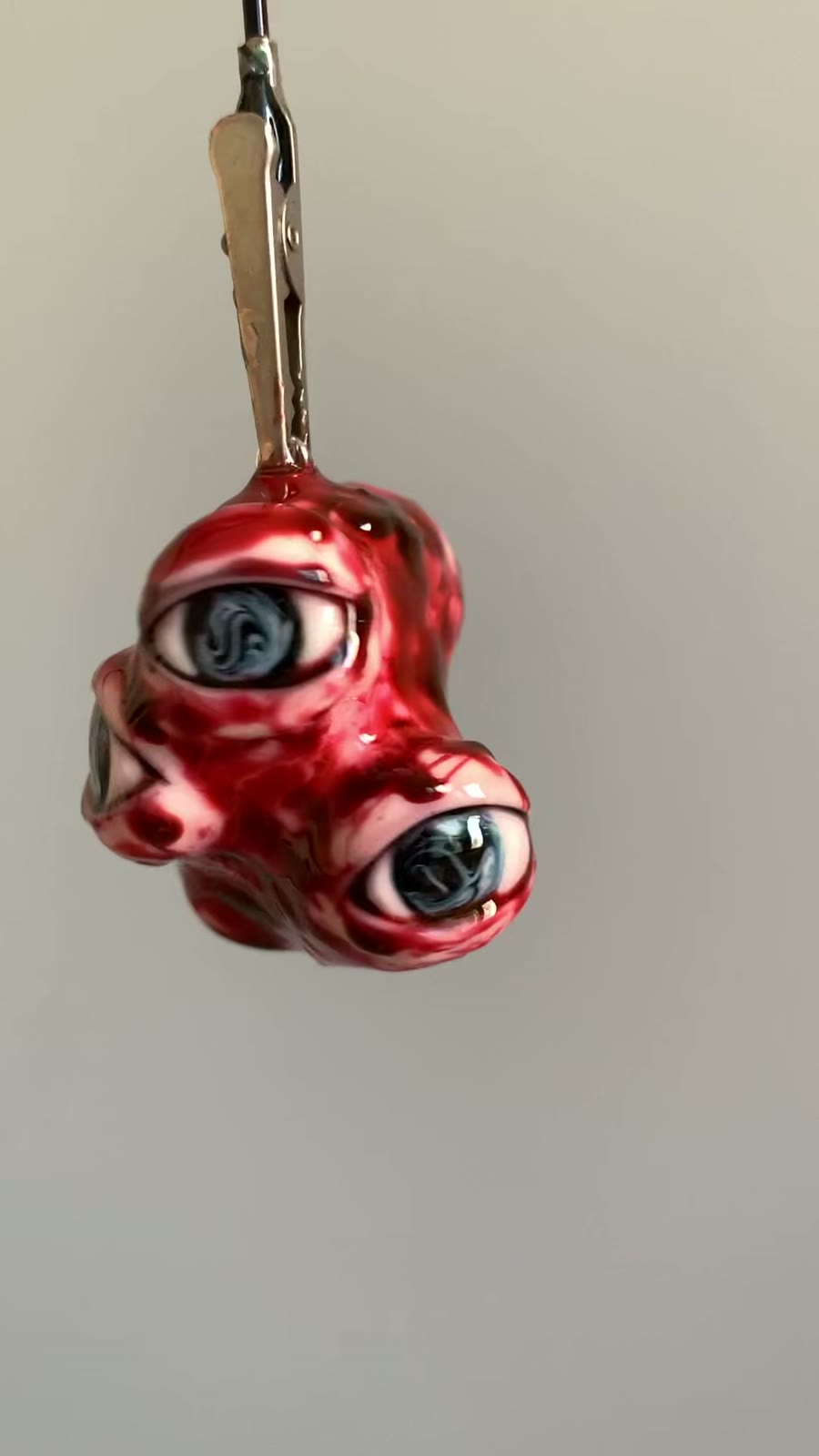 Handmade Clay Cthulhu Charm with Eyeballs