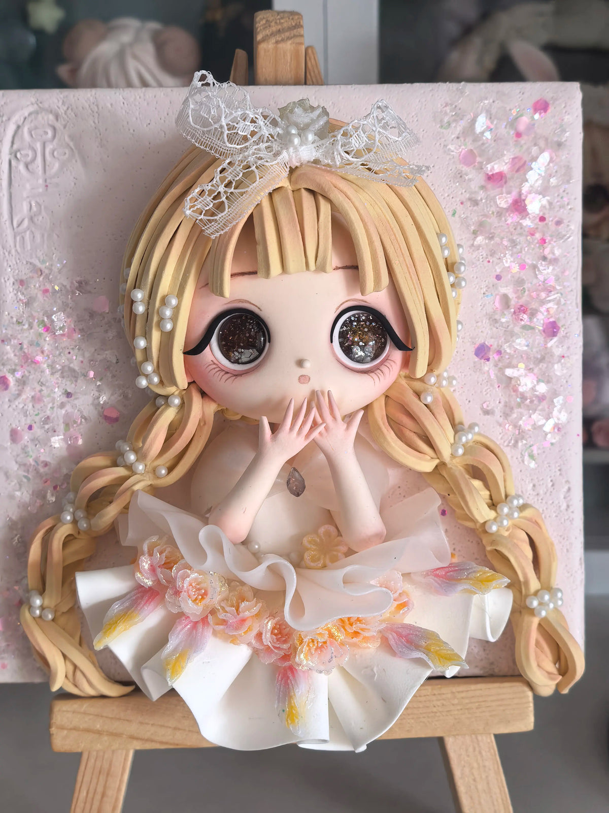 Handmade Clay Character Figure 10 cm Frame