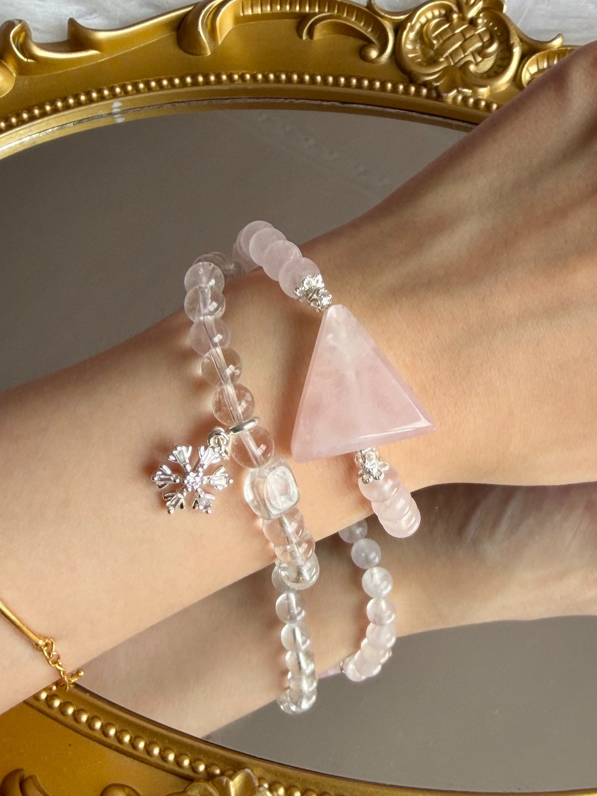 Natural Rose Quartz Double Loop Bracelet