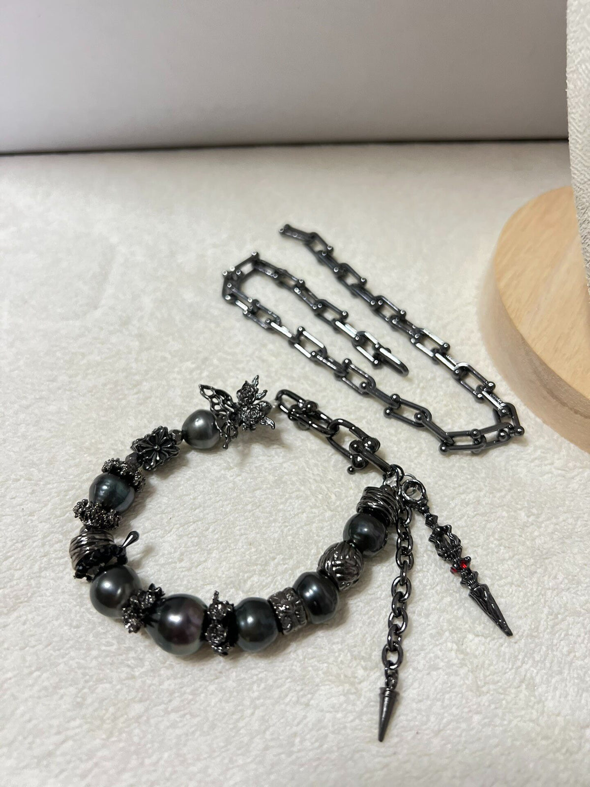 Gothic Tahitian Pearl Necklace Bracelet