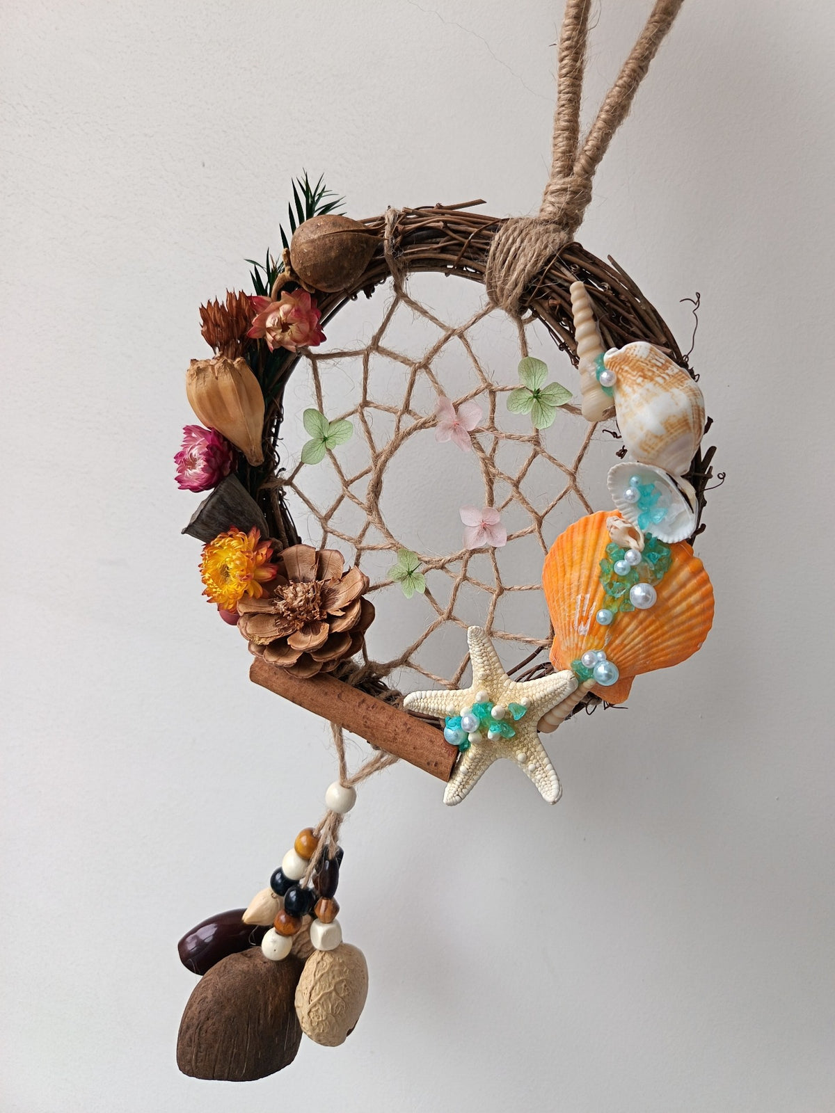 Handcrafted Twig Dreamcatcher with Shells