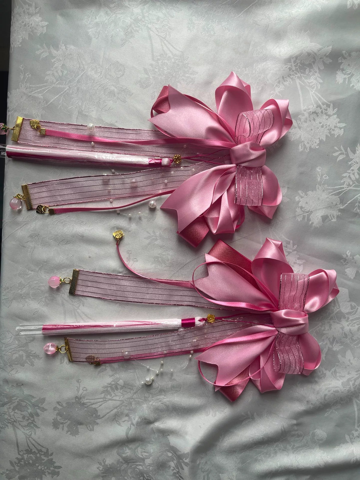 Sombrero Plano Lolita de Encaje Rosa con Lazos de Satén