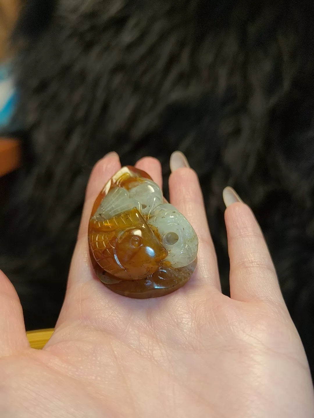 天然岫玉 魚躍龍門 手把件