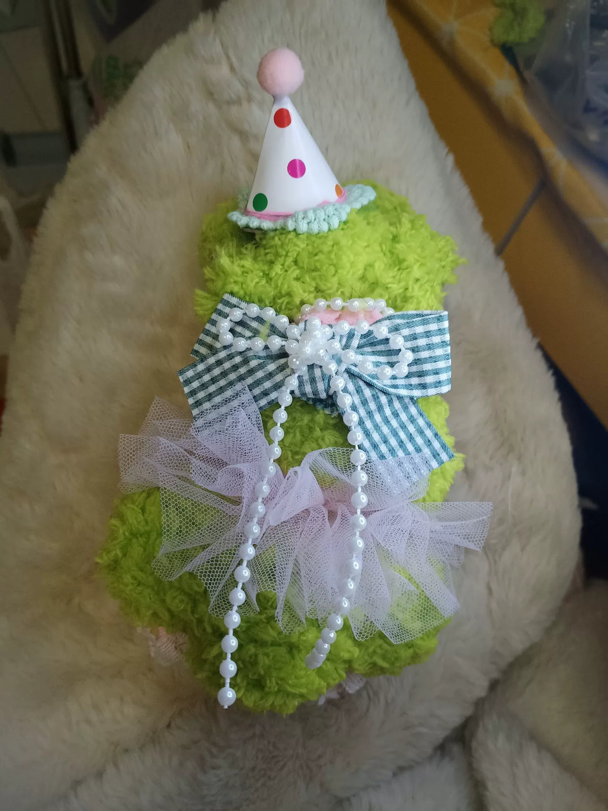 Poupée grenouille verte artisanale 18 cm