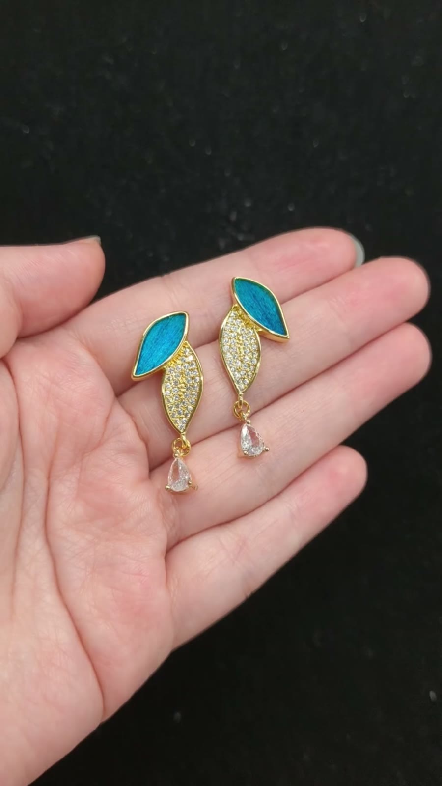 Peacock Feather Style S925 Silver Stud Earrings