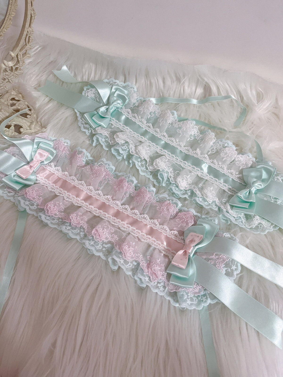 Mint Green Lace Lolita Headband with Bow