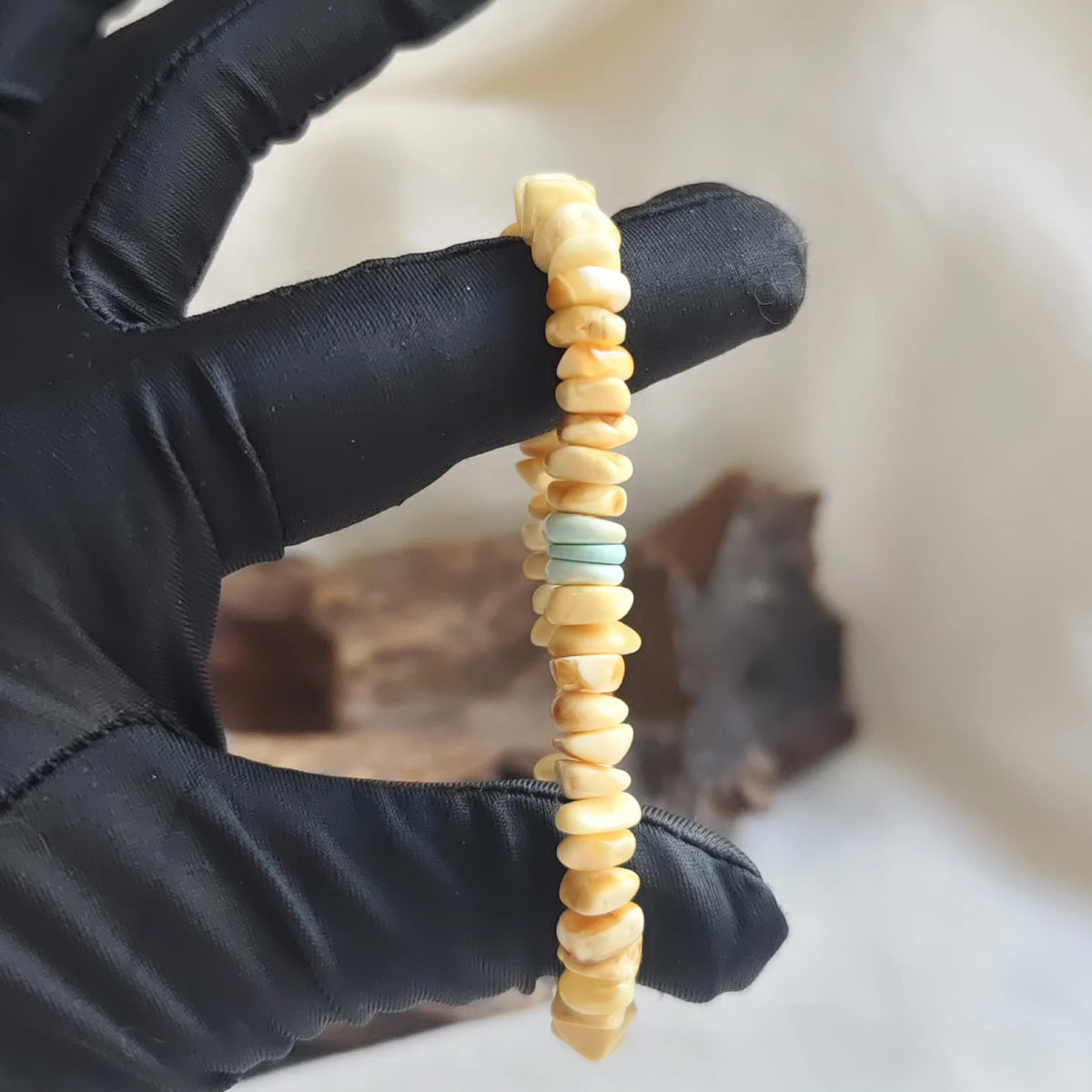 Honey Amber Raw Stone Bead Bracelet