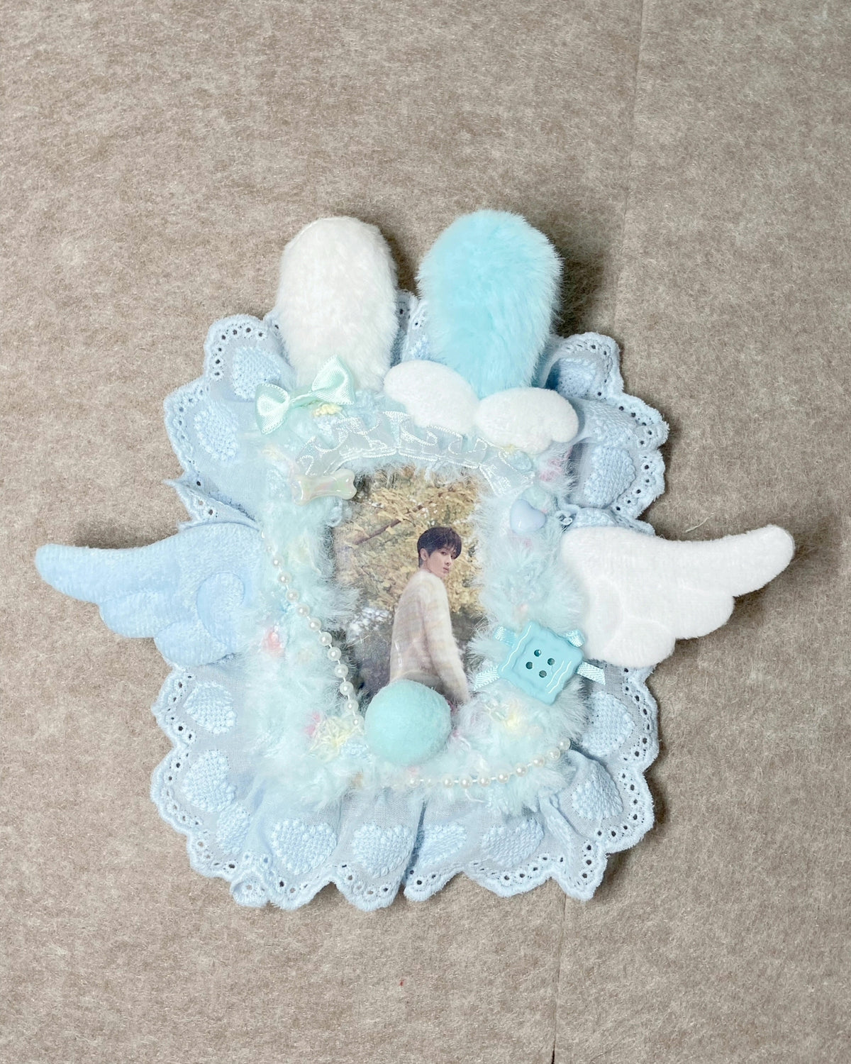 Set de porte-photocards fait main en bleu pastel