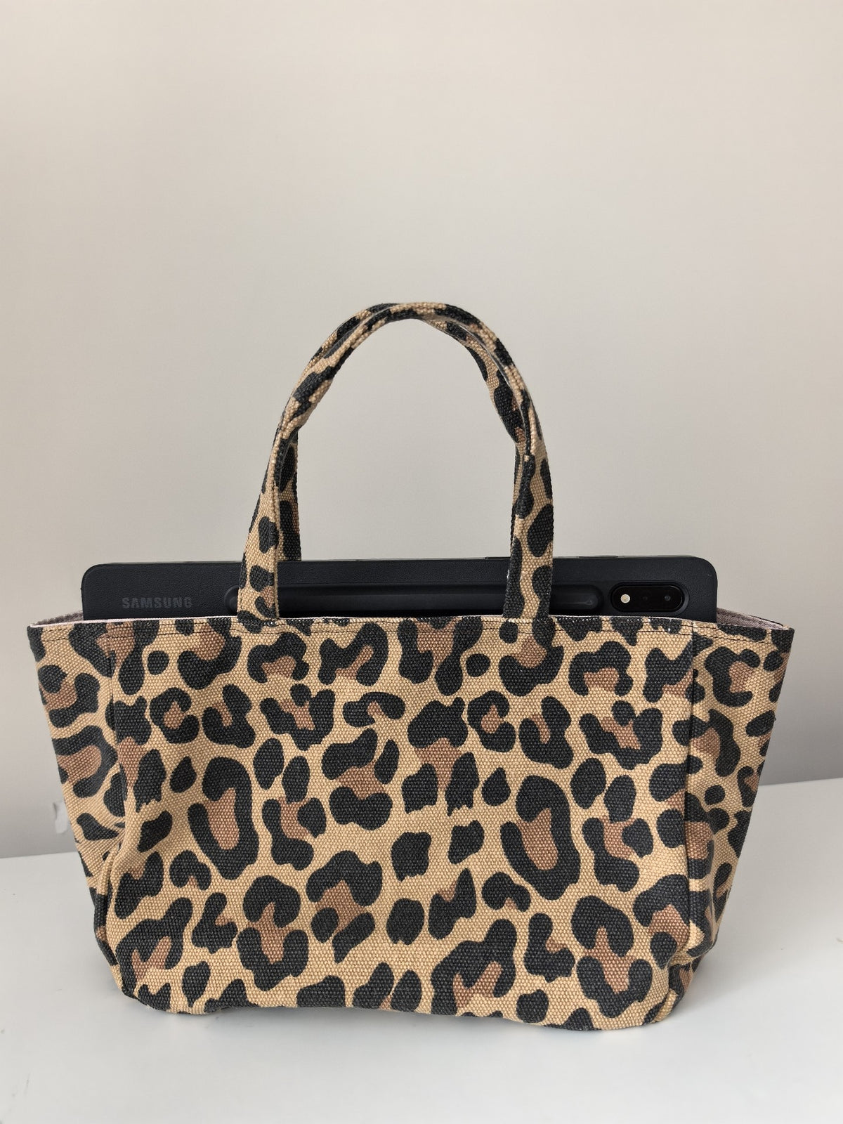 Leopard Print Woven Small Handbag