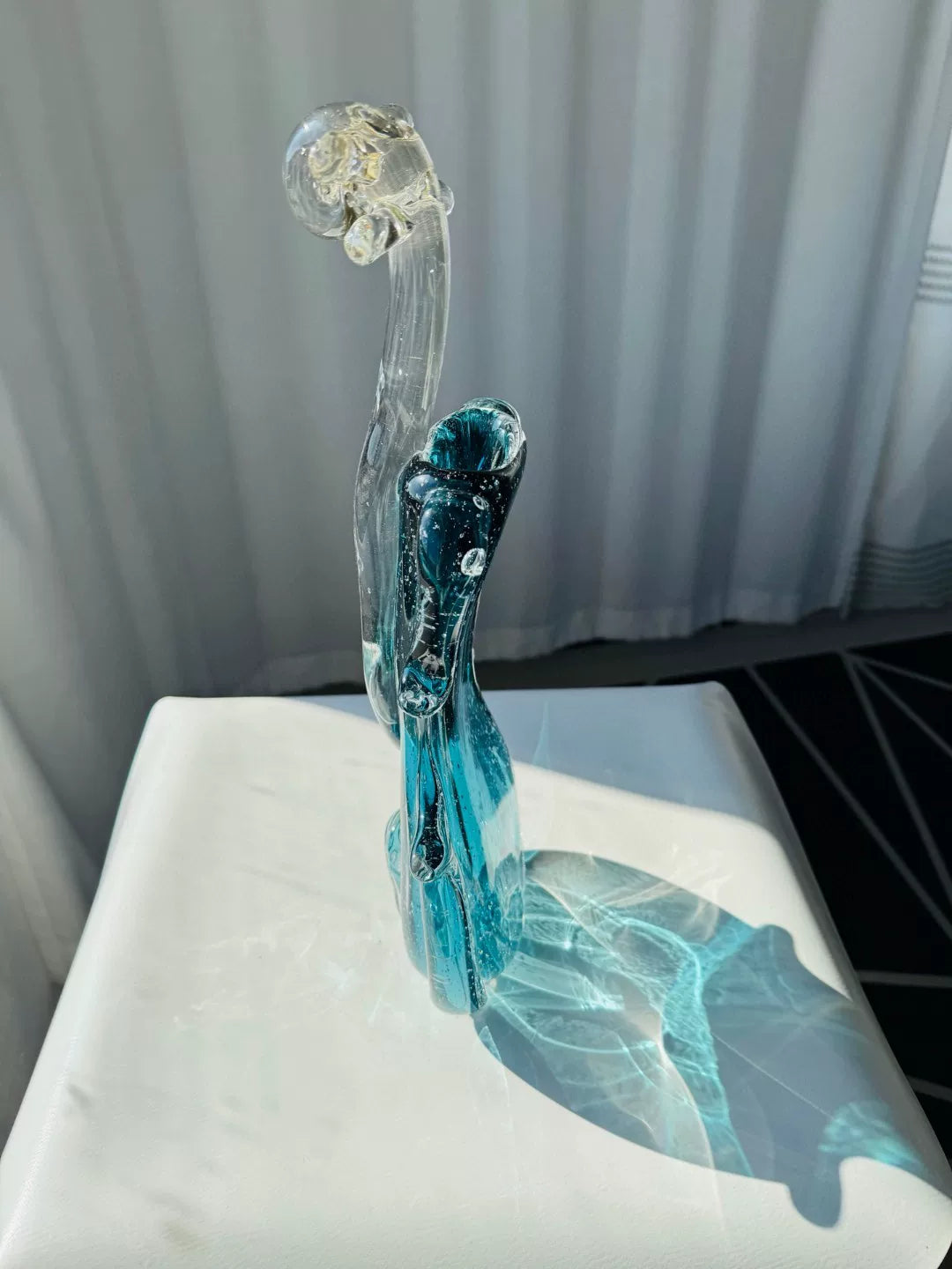 Teal Blue Glass Instrument Sculpture