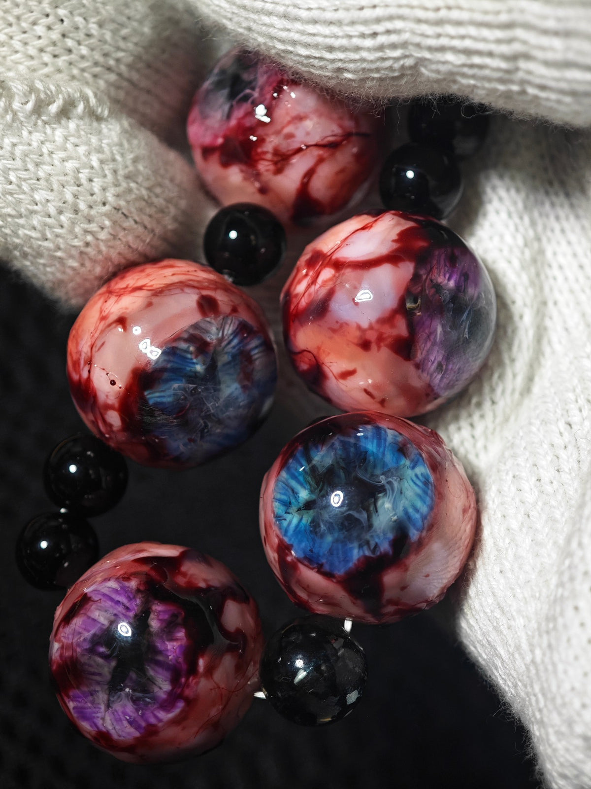 Cthulhu Obsidian Eye Bead Bracelet
