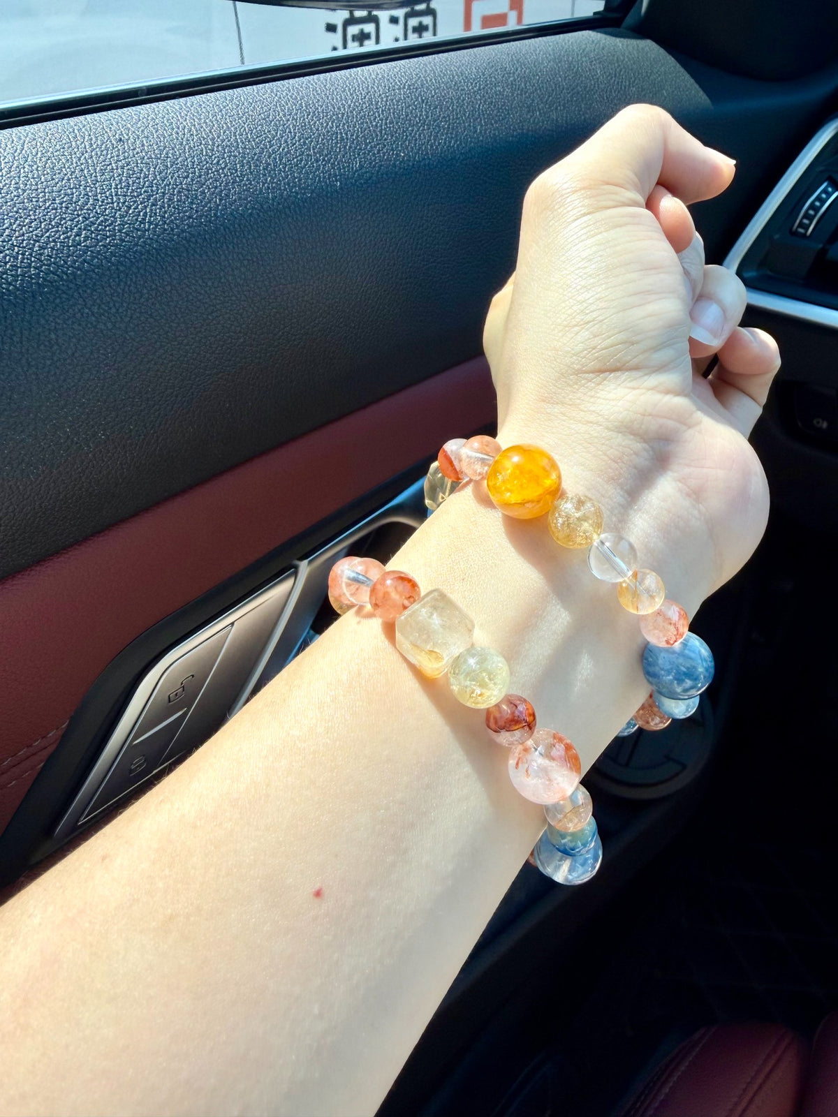 Double Loop Bracelet Blue Kyanite Citrine