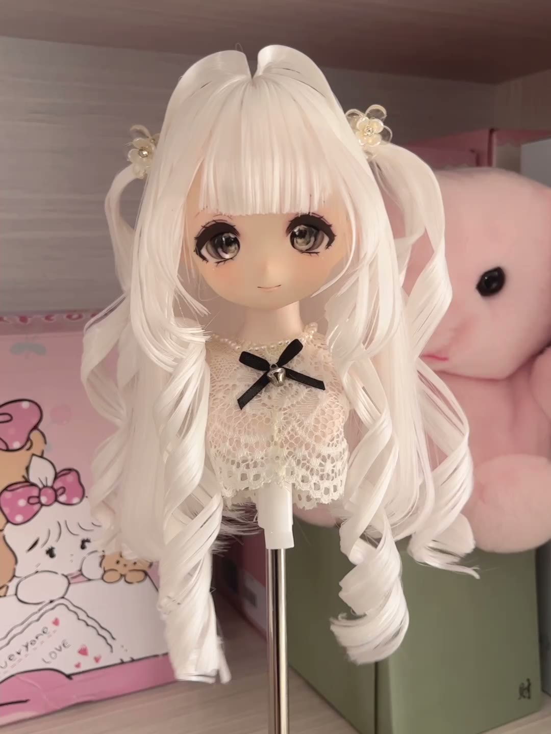 Silver White Twin Tail Doll Wig