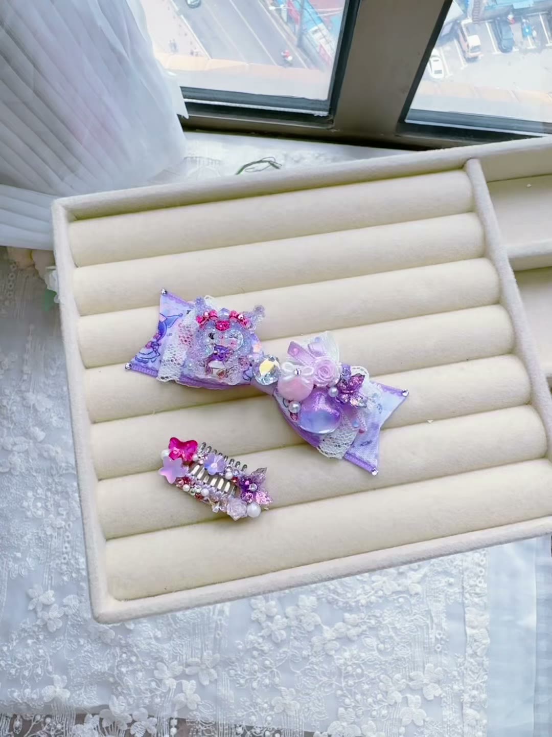 Purple Kuromi Pet Hair Bow Accessories