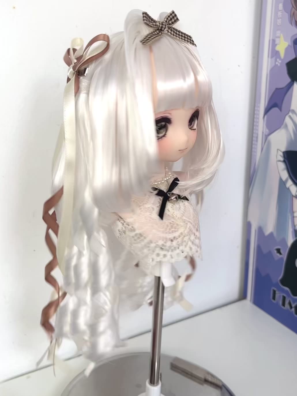 Anime Doll Wig White Silver Twin Tails