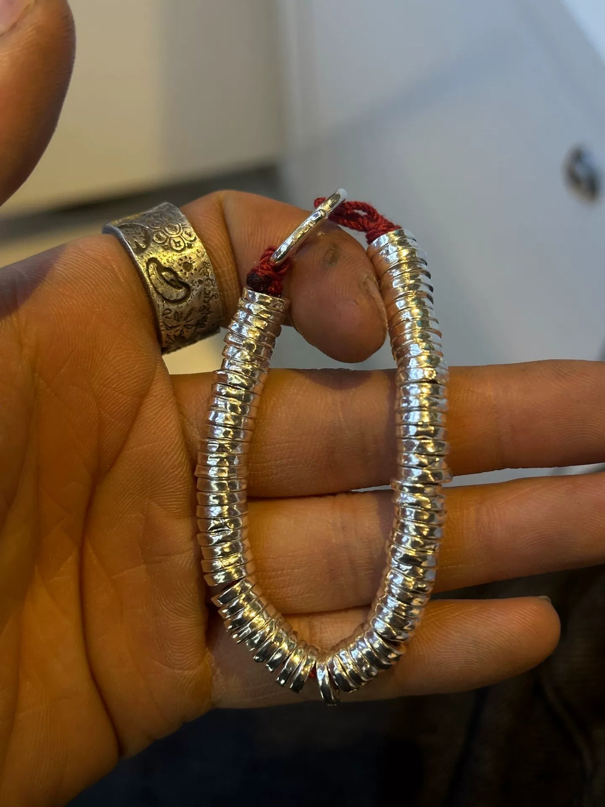 ハンドメイド S9999 純銀 ディスクブレスレット