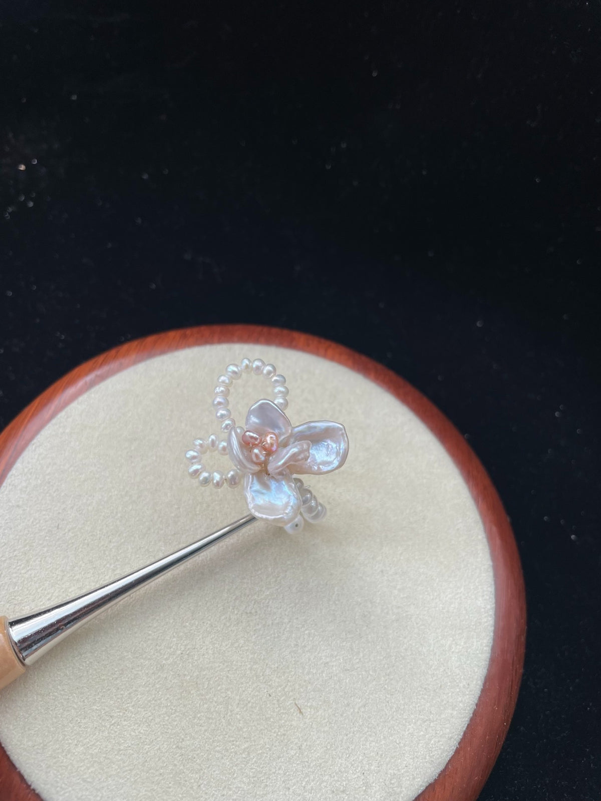 Natural Pearl Butterfly Ring Size 59