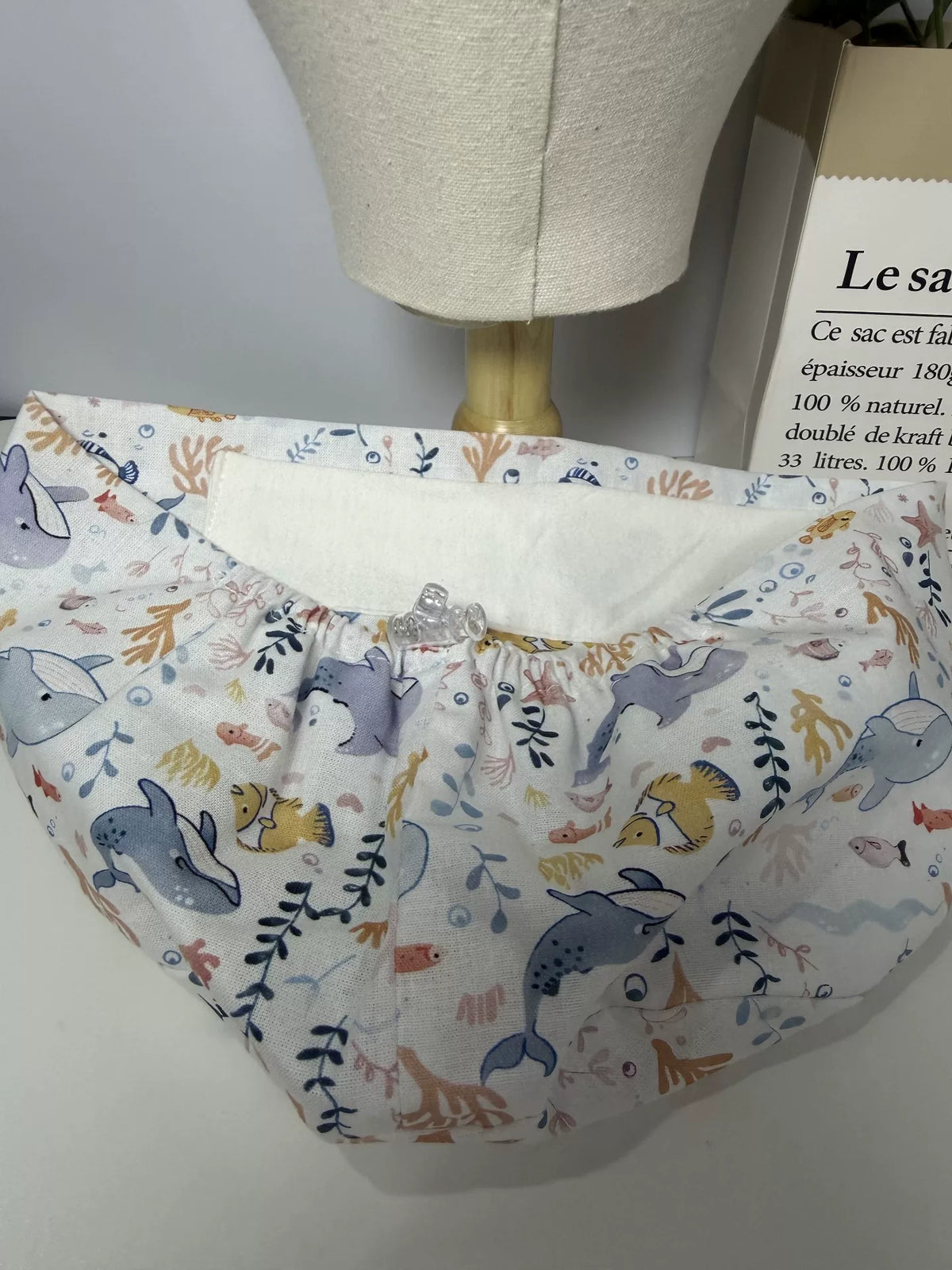 Baumwoll OP-Haube mit Meeresbewohner-Print
