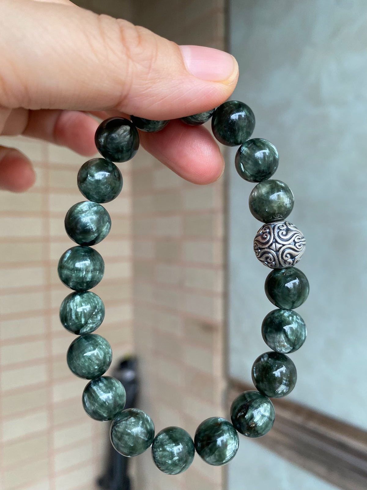 Green Dragon Crystal Bracelet Silver Accent