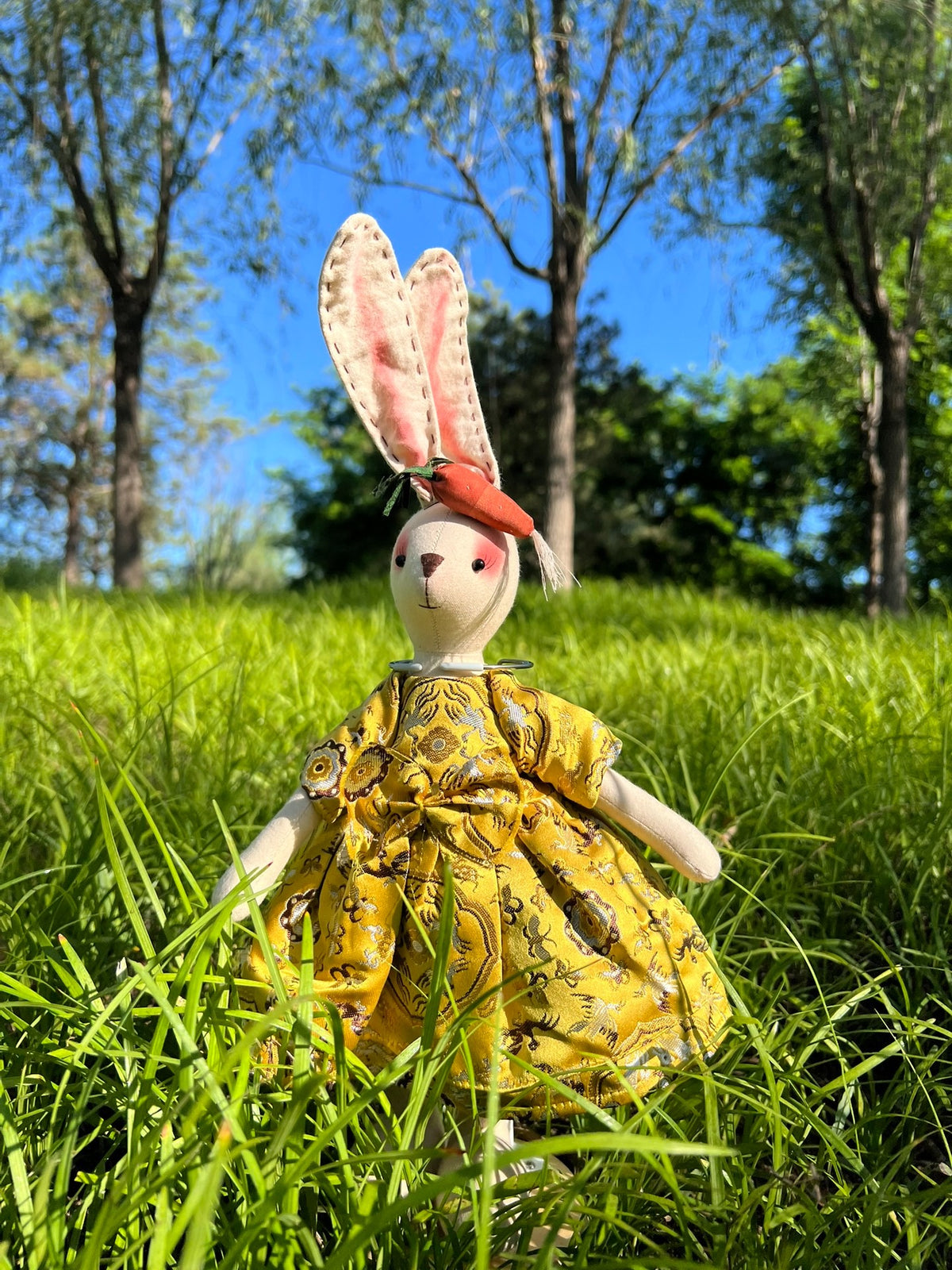 Handmade Rabbit Doll Song Brocade Dress