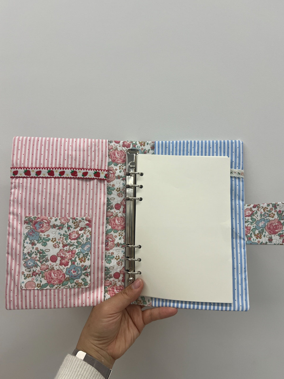 Couverture de classeur A5 en patchwork textile
