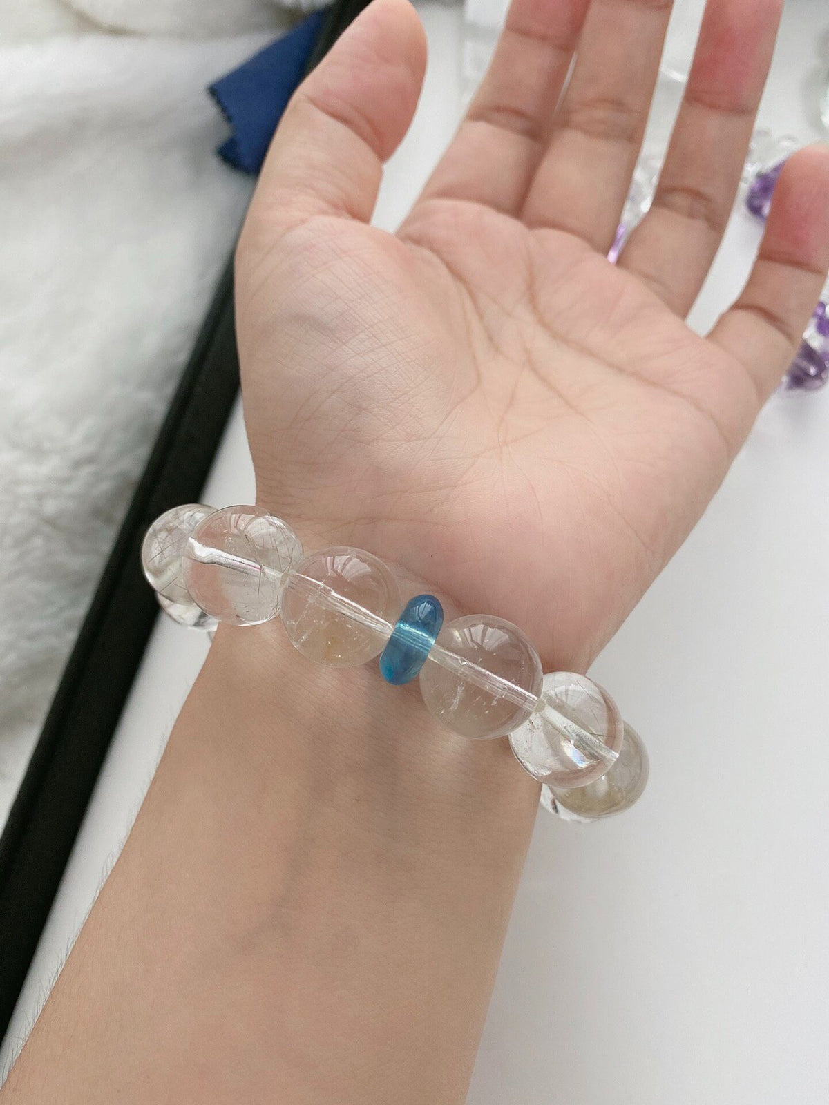 Silver Rutilated Quartz Gemstone Bracelet