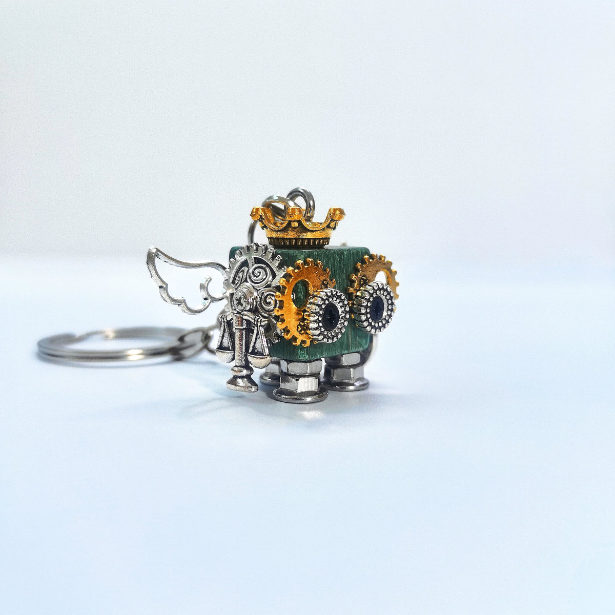 Steampunk Libra Robot Wooden Pendant